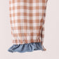 Brown turkey pumpkin embroidery gingham ruffle romper