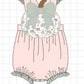 Pink pumpkin bow applique ruffle bubble