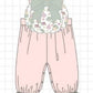 Pink pumpkin bow applique ruffle romper