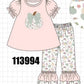 Pink pumpkin bow applique ruffle pants set