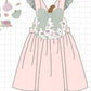Pink pumpkin bow applique ruffle dress