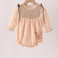 Khaki floral smocked bubble