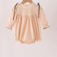 Khaki floral smocked bubble