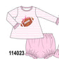 Pink football sequin stripe bloomer set