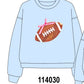 Blue football sequin mom&me top