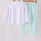 Green excavator french knot stripe pants set
