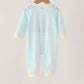 Green excavator french knot stripe romper