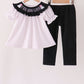 Black Ghost Embroidery Pants Set