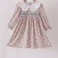 Floral smocked lace dress