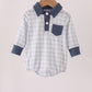 Teal pocket plaid bubble