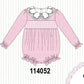 Pink corduroy lace smocked bubble