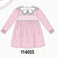 Pink corduroy lace smocked dress