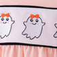 Pink Ghost Embroidery Ruffle Bubble