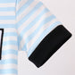 Blue Ghost Embroidery Stripe Romper