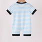 Blue Ghost Embroidery Stripe Romper