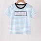 Blue Ghost Embroidery Stripe Top