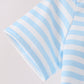 Blue Ghost Embroidery Stripe Top