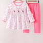 Pink Cowboy boots Smocked Pants Set
