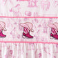 Pink Cowboy boots Smocked Pants Set