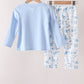 Blue Cowboy Smocked Pants Set