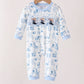 Blue Cowboy Smocked Romper