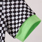 Black car embroidery checkered bubble