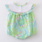 Green Turtle Embroidered Ruffle Bubble