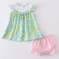 Green Turtle Embroidered Bloomer Set