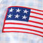 Patriotic plaid flag embroidery woman bikini swim cover up
