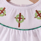 White wreath smocked ruffle pants set