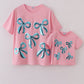 Pink bow sequin mom&me top