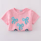 Pink bow sequin mom&me top