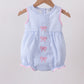 Blue Bow Embroidered Stripe Bubble