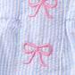 Blue Bow Embroidered Stripe Bubble