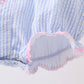 Blue Bow Embroidered Stripe Bubble
