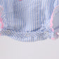 Blue Bow Embroidered Stripe Bubble