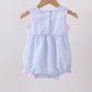 Blue Bow Embroidered Stripe Bubble