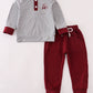 Maroon Mississippi embroidery pants set