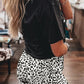 Brown Leopard Print Button Overlap Denim Shorts
