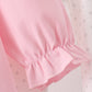 Pink Lil sister embroidery ruffle pants set