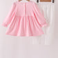 Pink Lil sister embroidery ruffle pants set