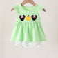 Light green character french knot ruffle bubble