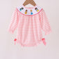 Pink Stripe Princess Embroidery Bubble