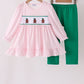 Pink Plaid Gingerbread Embroidery Ruffle Pants Set