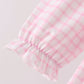 Pink Plaid Gingerbread Embroidery Ruffle Pants Set