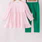 Pink Plaid Gingerbread Embroidery Ruffle Pants Set