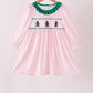 Pink Plaid Gingerbread Embroidery Ruffle Dress