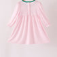 Pink Plaid Gingerbread Embroidery Ruffle Dress
