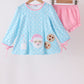 Blue Milk Santa Cookies Ruffle Bloomer Set