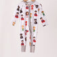 Grey character bamboo zipper romper